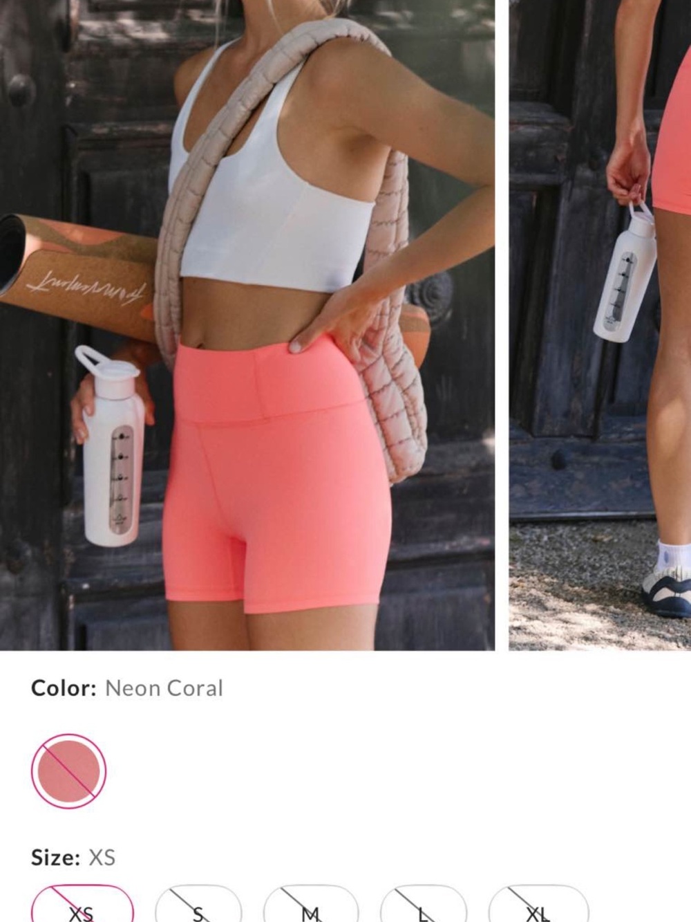 Neon Coral High-Waist Women’s Bike Shorts